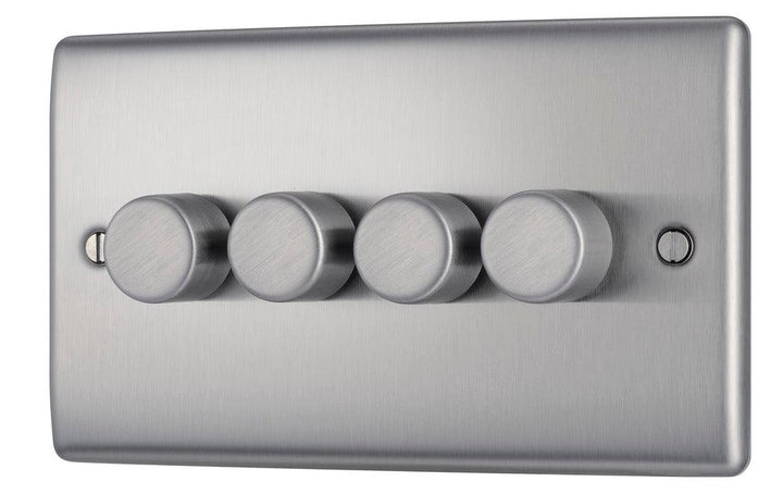 Nexus Metal Quadruple Intelligent LED Dimmer Switch, 2-Way Push On/Off - Prisma Lighting