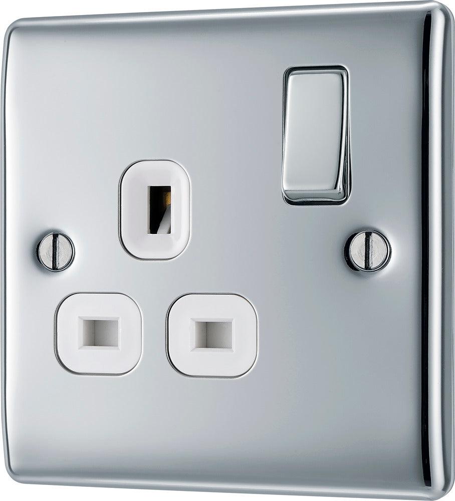 Nexus Metal Single Switched 13A Power Socket - Prisma Lighting