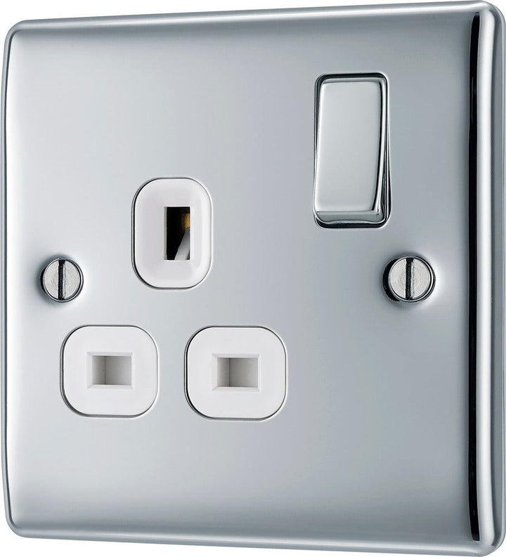 Nexus Metal Single Switched 13A Power Socket - Prisma Lighting