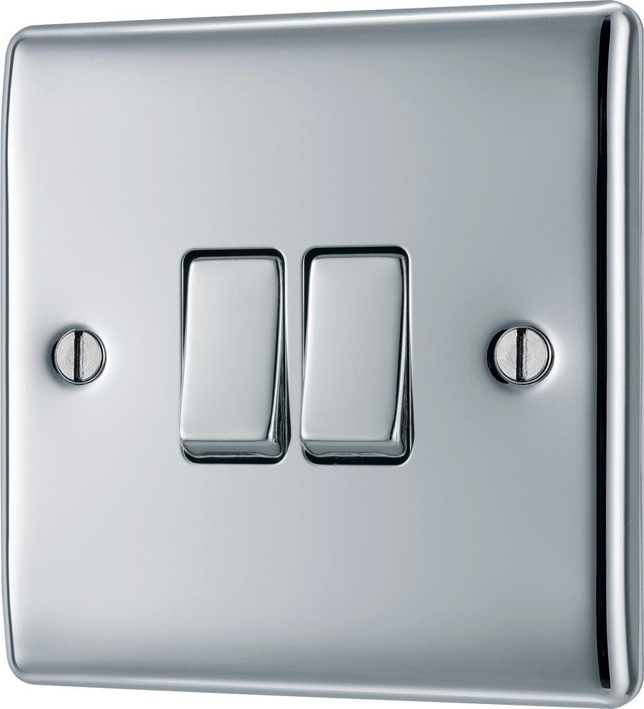 Nexus Metal Double Light Switch, 20A 16AX 2 Way - Prisma Lighting