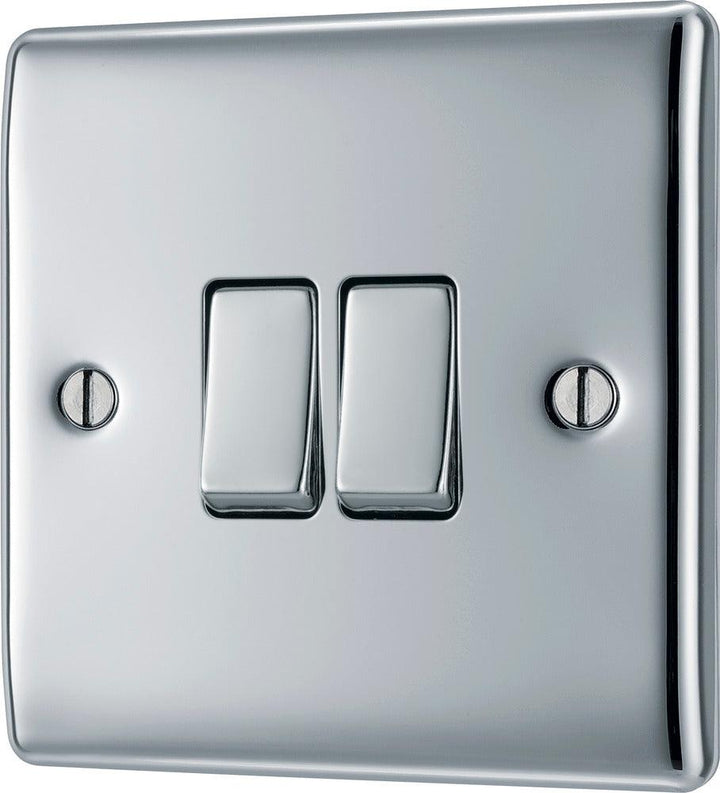 Nexus Metal Double Light Switch, 20A 16AX 2 Way - Prisma Lighting