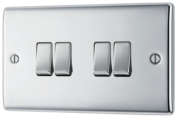 Nexus Metal Quadruple Switch, 20A 16AX 2 Way - Prisma Lighting