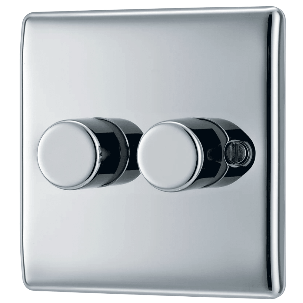Nexus Metal Double Intelligent LED Dimmer Switch, 2-Way Push On/Off - Prisma Lighting