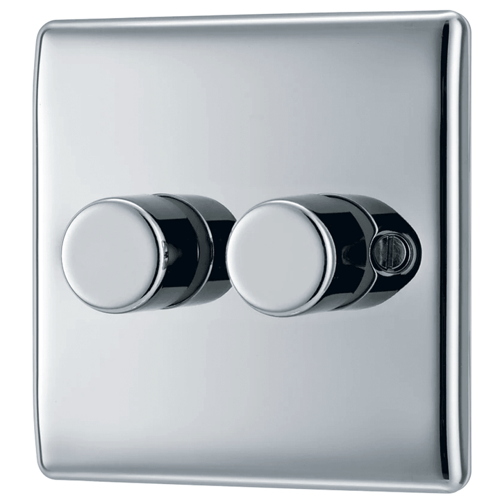 Nexus Metal Double Intelligent LED Dimmer Switch, 2-Way Push On/Off - Prisma Lighting