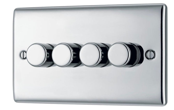 Nexus Metal Quadruple Intelligent LED Dimmer Switch, 2-Way Push On/Off - Prisma Lighting