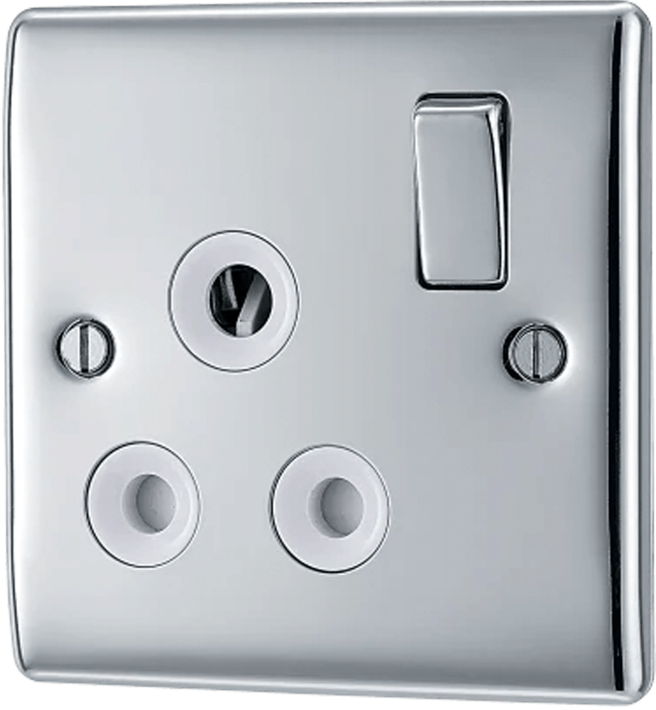 Nexus Metal Single Round Pin Switched 15A Socket - Prisma Lighting