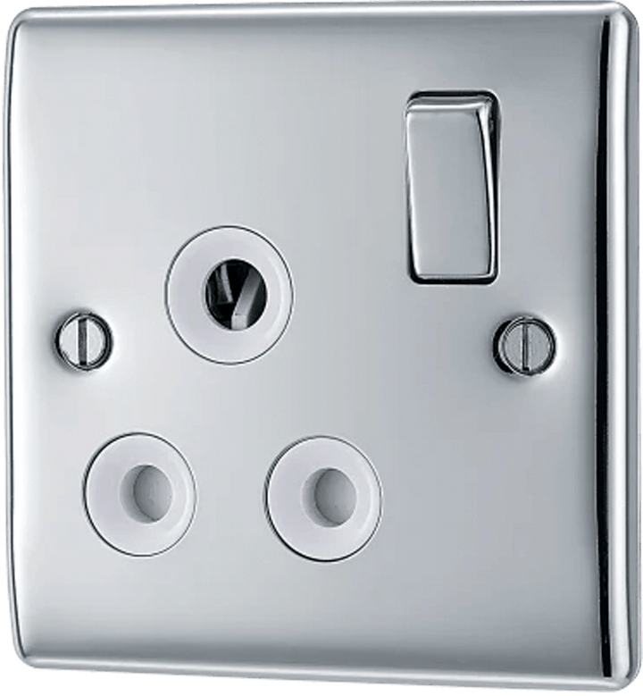 Nexus Metal Single Round Pin Switched 15A Socket - Prisma Lighting