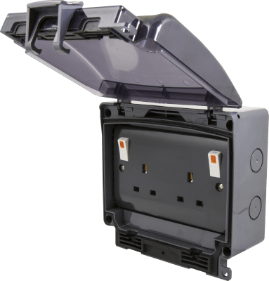 Click OA840T 2-Gang DP Switched Waterproof Socket, 13A - Prisma Lighting