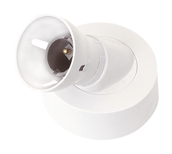 Click BC T2 Loop-In Angled Batten Lamp holder H.O. Straight Skirt Polar White - Prisma Lighting