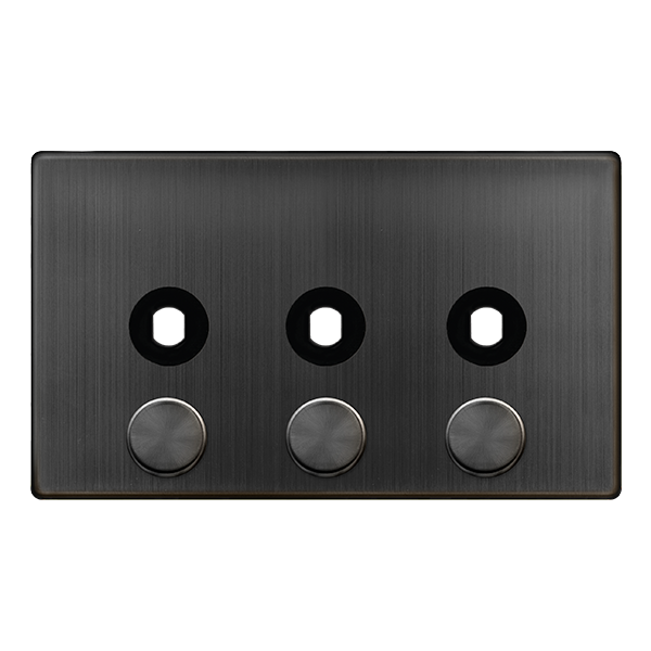 Definity 3 Gang Unfurnished Dimmer Plate & Knobs - Matt Bronze SFBZ143PL | Prisma Lighting