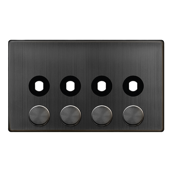 Definity 4 Gang Unfurnished Dimmer Plate & Knobs - Matt Bronze SFBZ144PL | Prisma Lighting