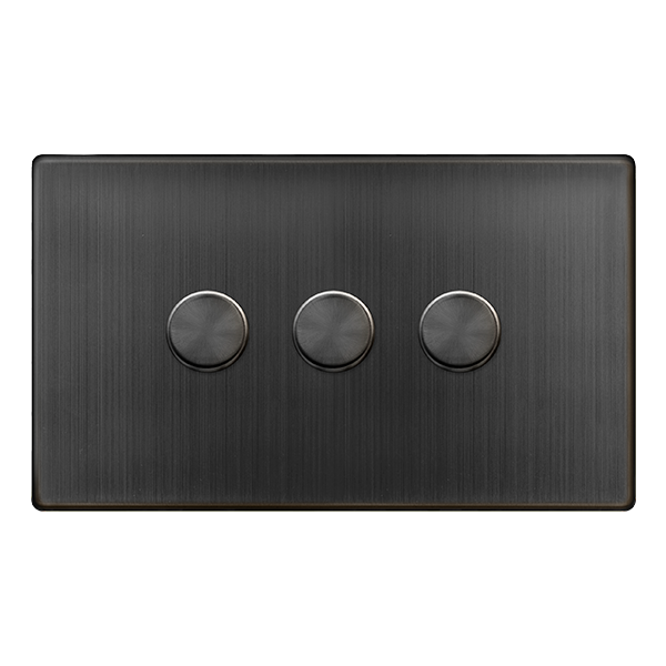 Definity 3 Gang 2 Way 100W Dimmer Switch - Matt Bronze SFBZ163 | Prisma Lighting