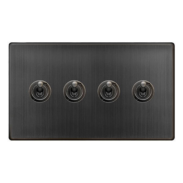 Definity 10Ax 4 Gang 2 Way Toggle Switch - Matt Bronze SFBZ424 | Prisma Lighting