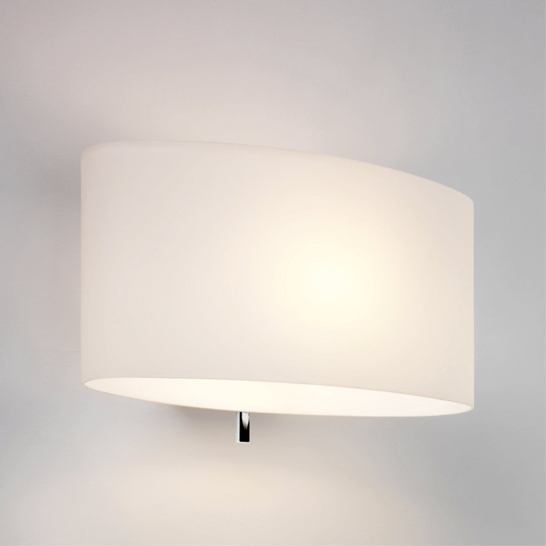 Astro Tokyo Switched Wall Light in Polished Chrome with white glass diffuser