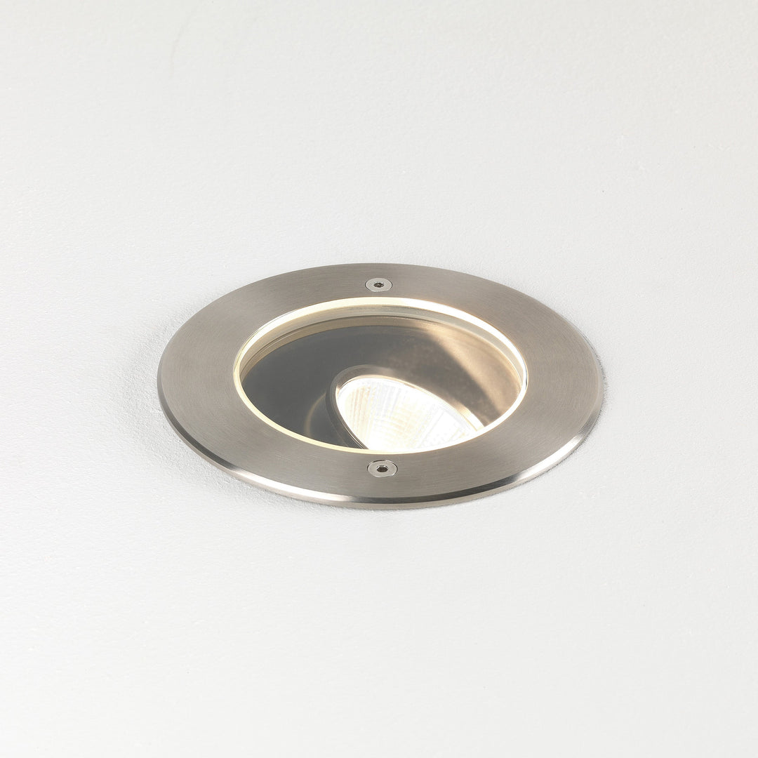Astro Cromarty 120 LED ground light in brushed stainless steel with clear lens