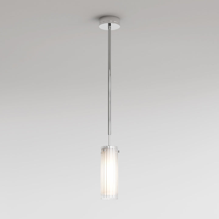 Astro Ottavino bathroom pendant in polished chrome with fluted borosilicate glass shade