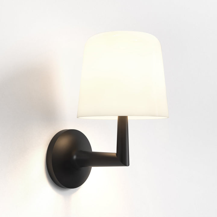 Astro Ella Wall Light in Matt Black with porcelain shade