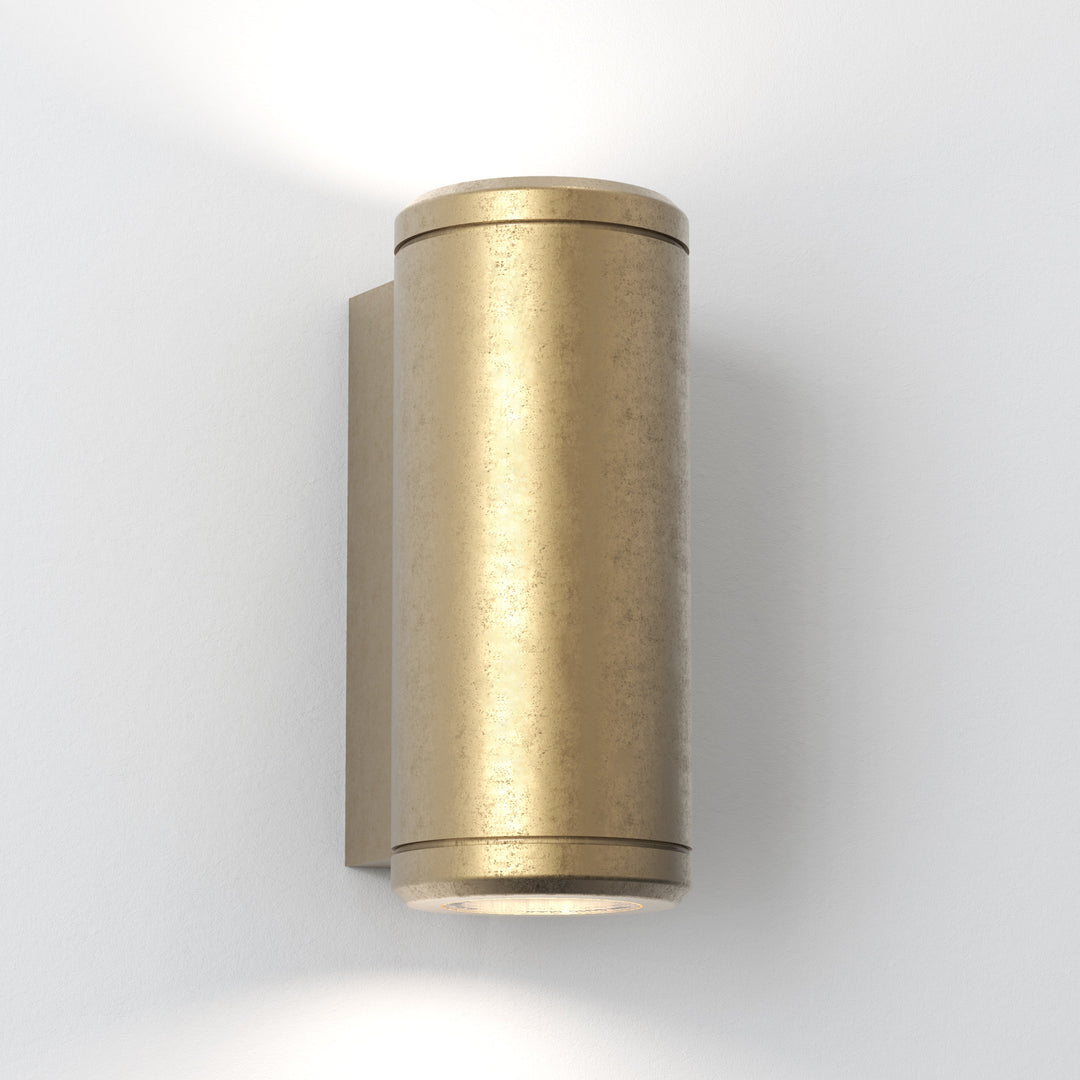 Astro Jura Twin Outdoor Wall Light in Solid Brass with twin adjustable GU10 heads