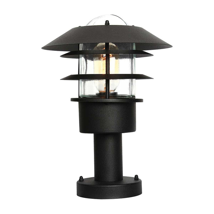Norlys Helsingor 1 Light Pedestal Lantern HELSINGOR-PED-BK Black