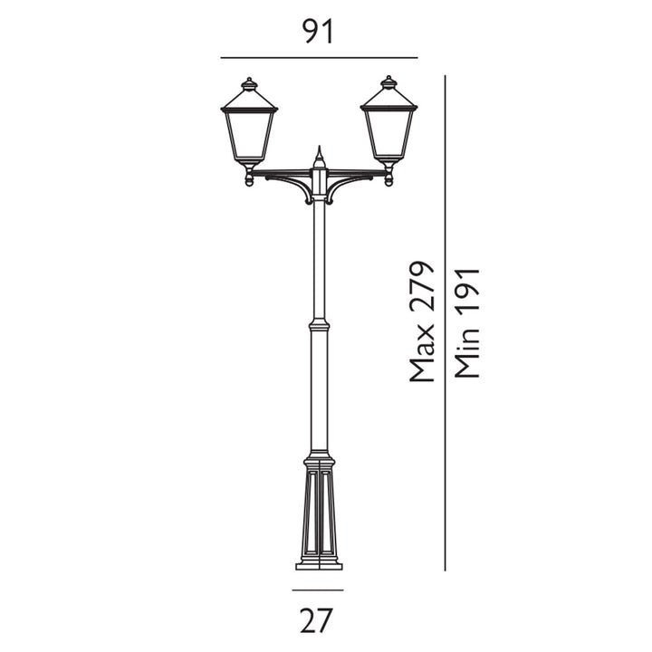 Elstead Lighting Turin Grande 2 Light Twin Lamp Post - Black  TG6-BLACK Black