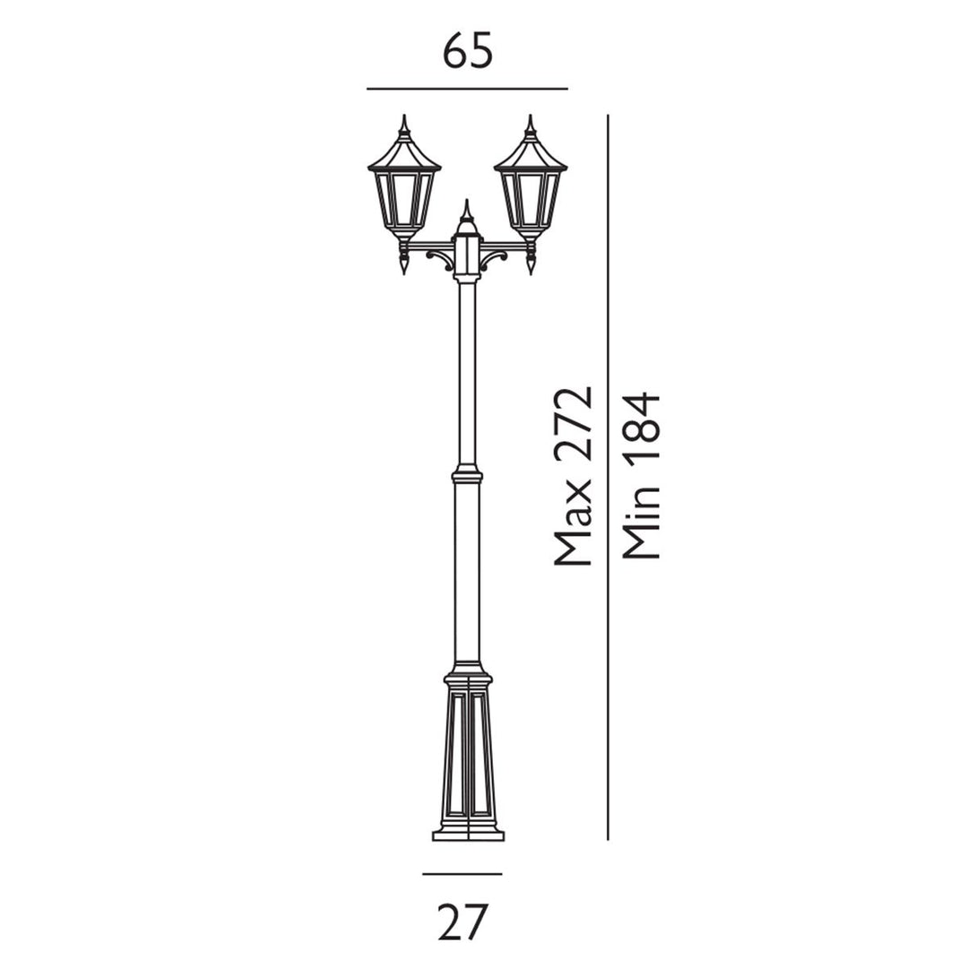 Elstead Lighting Valencia 2 Light Twin Head Lamp Post  V6-BLACK Black