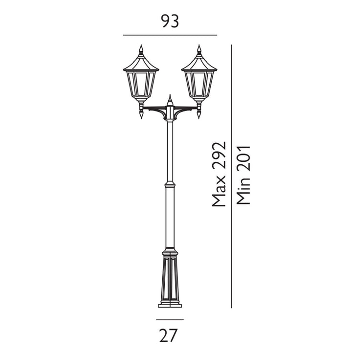 Elstead Lighting Valencia Grande 2 Light Twin Head Lamp Post  VG6-BLACK Black