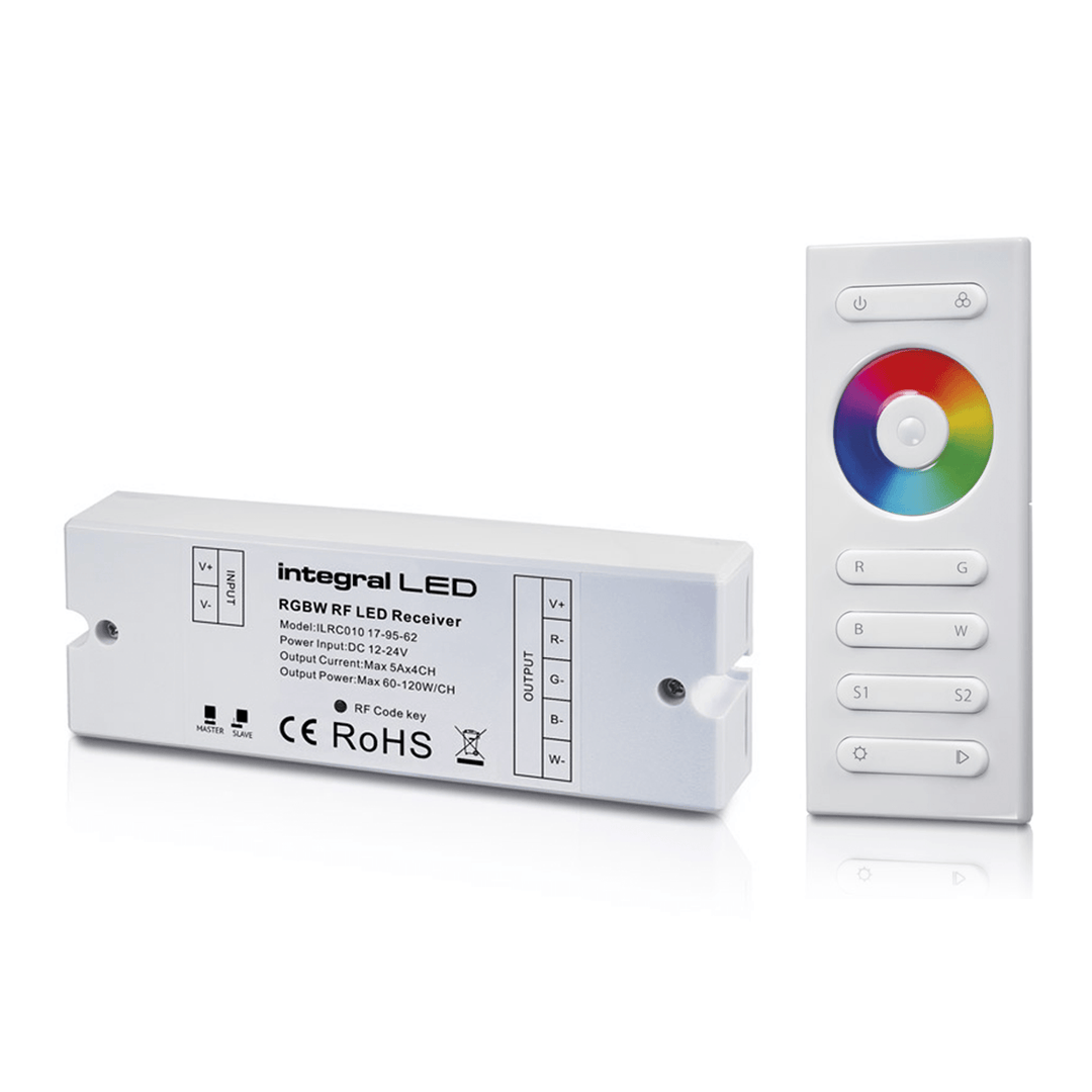 RGBW LED Strip Light Remote Controller & Receiver RF (White) - Prisma Lighting