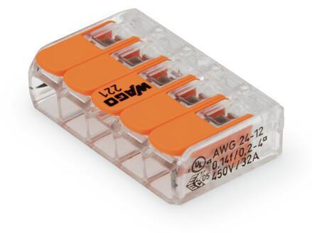 Wago 5 Way Splicing Connector Compact 221-415 (Pack of 25) - Prisma Lighting