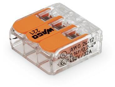 Wago 3 Way Splicing Connector Compact 221-413 (Pack of 10) - Prisma Lighting