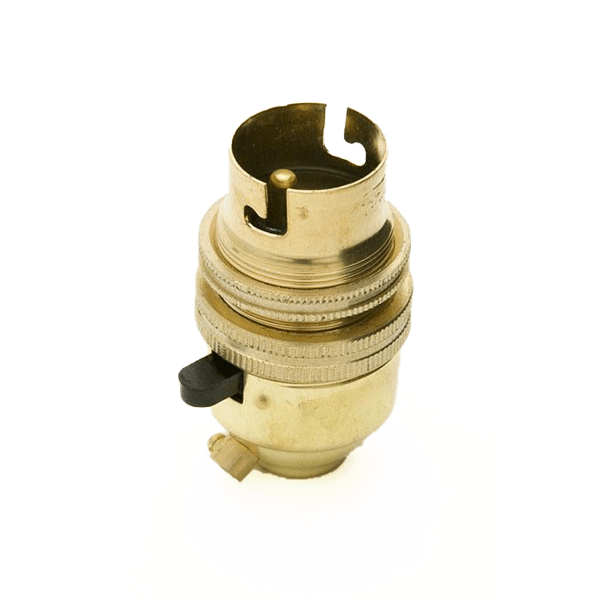 Brass Bayonet Cap 1/2" Threaded Entry Switched Lamp Holder Shade Ring