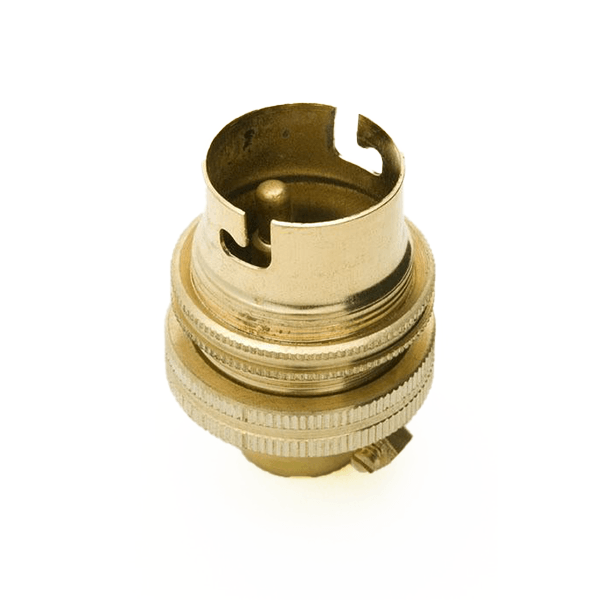 Brass BC 10mm Entry Switched Lamp Holder with Lamp Shade Ring - Prisma Lighting