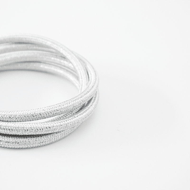 Prisma Glitter Silver 3 Core 0.75mm Solid Braid Rayon Cable (Sold by the Metre) - Prisma Lighting