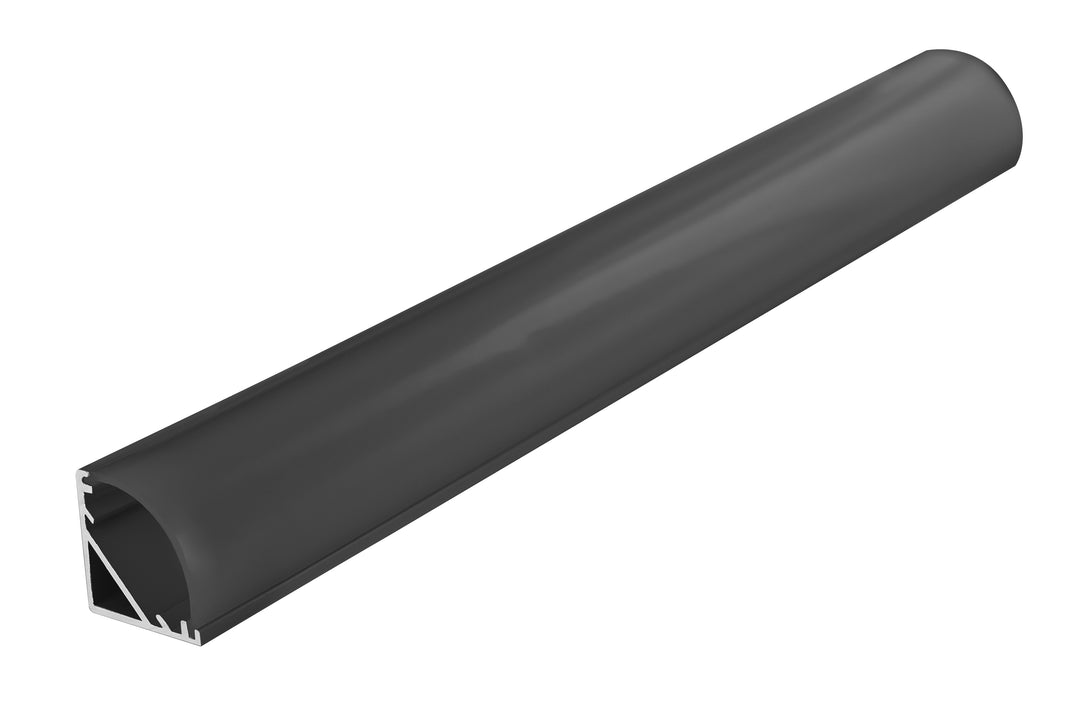 Profile Aluminium Corner Surface Mount Black Anodised 1M Frosted Diffuser 20X20Mm Include 2 End Caps And 2 Mounting Brackets - Prisma Lighting