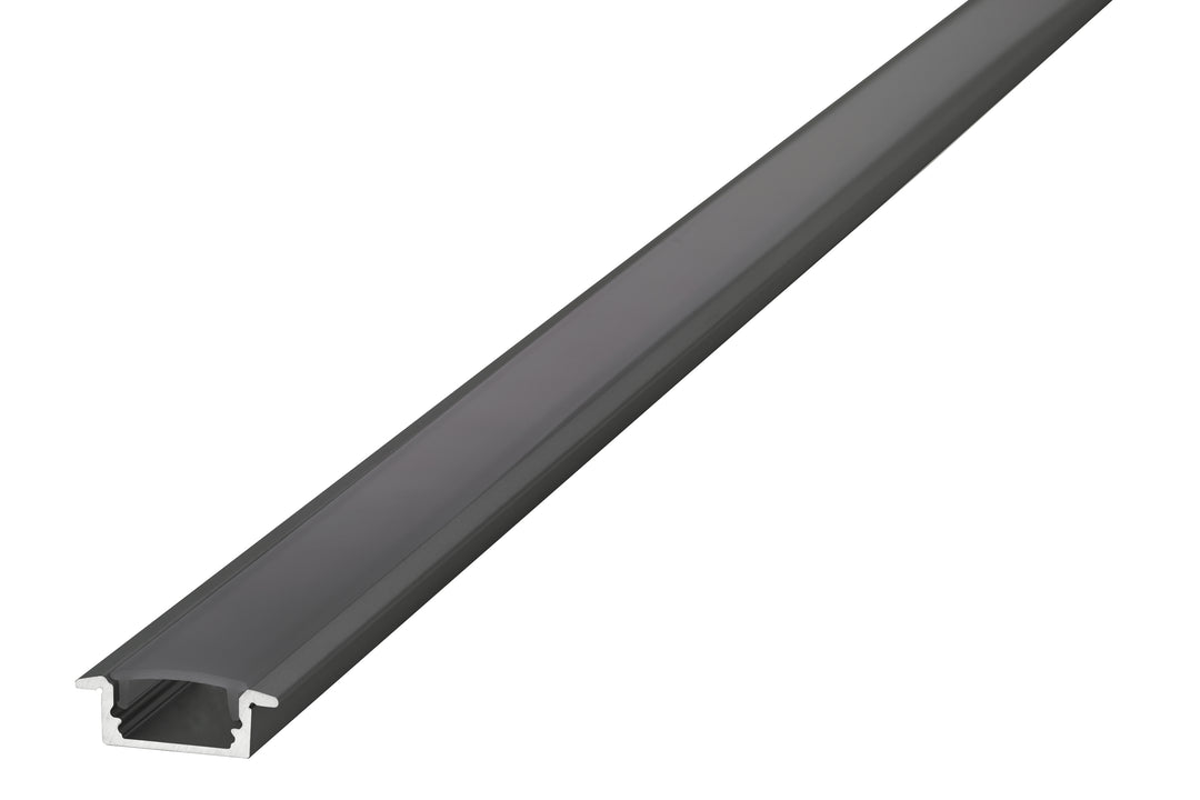 Profile Aluminium Recessed Black Anodised 1M Frosted Diffuser 23.2 X 7.9Mm Include 2 Endcaps And 2 Mounting Brackets - Prisma Lighting