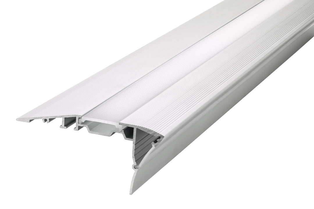 Profile Aluminium Stair Surface Mount 1M Frosted Diffuser Include 2 Endcaps And 4 Screws - Prisma Lighting