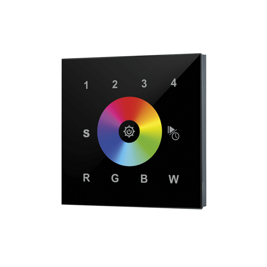 RGBW LED Strip Light Wall-Mounted Controller - Touch Control 4 Zone (Black) - Prisma Lighting