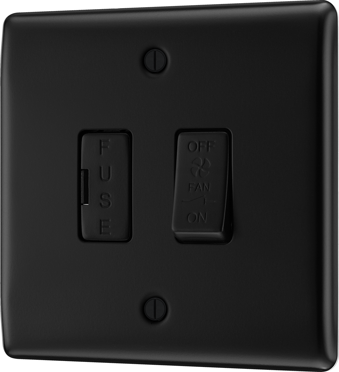 Nexus Metal Matt Black Triple Pole Fused Fan Isolator Switch - 10A - Prisma Lighting