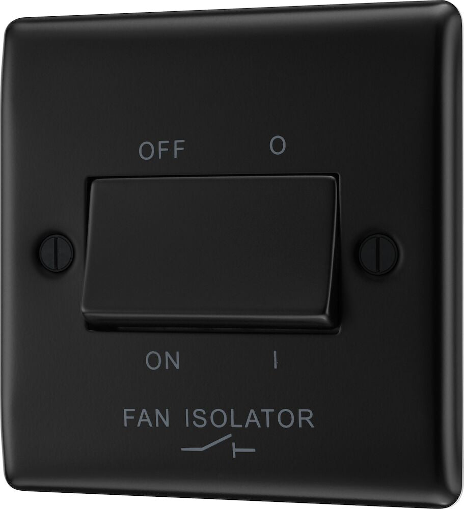Nexus Metal Matt Black Triple Pole Fan Isolator Switch - 10A - Prisma Lighting