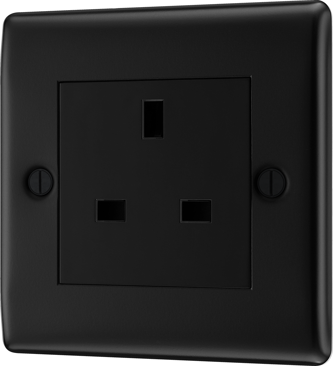 Nexus Metal Single Unswitched 13A Power Socket (Black Insert) - Prisma Lighting