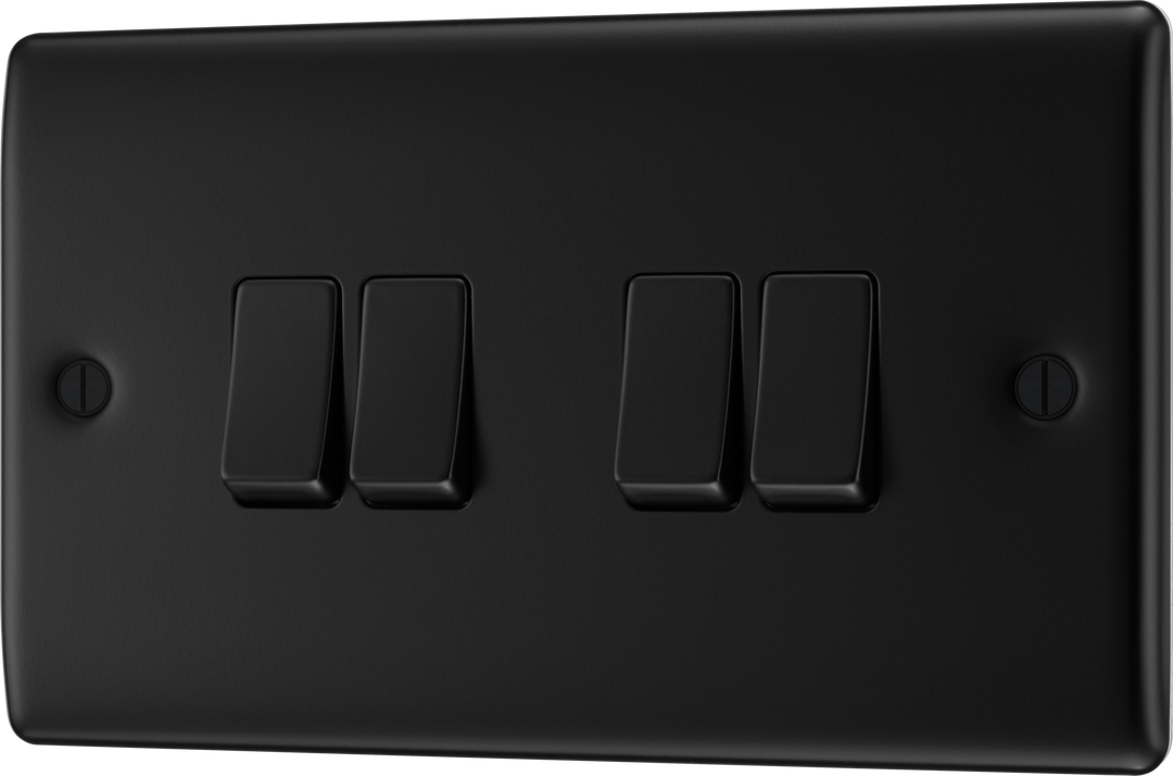 Nexus Metal Quadruple Switch - 20A 16AX 2 Way - Prisma Lighting