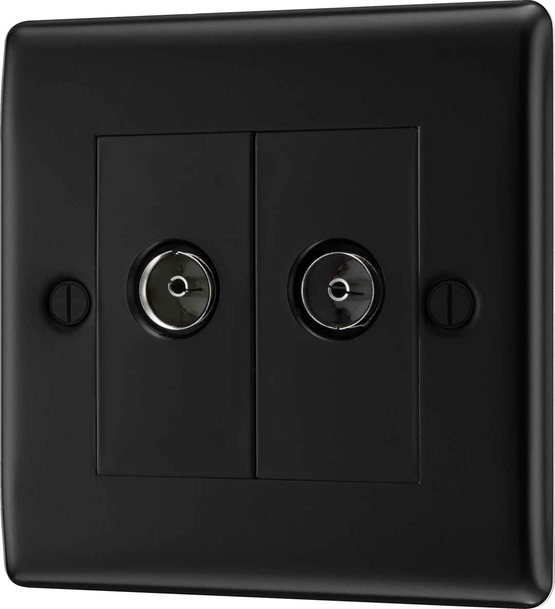 Nexus Metal Double Socket for TV or FM Co-Axial Aerial Connection - Prisma Lighting