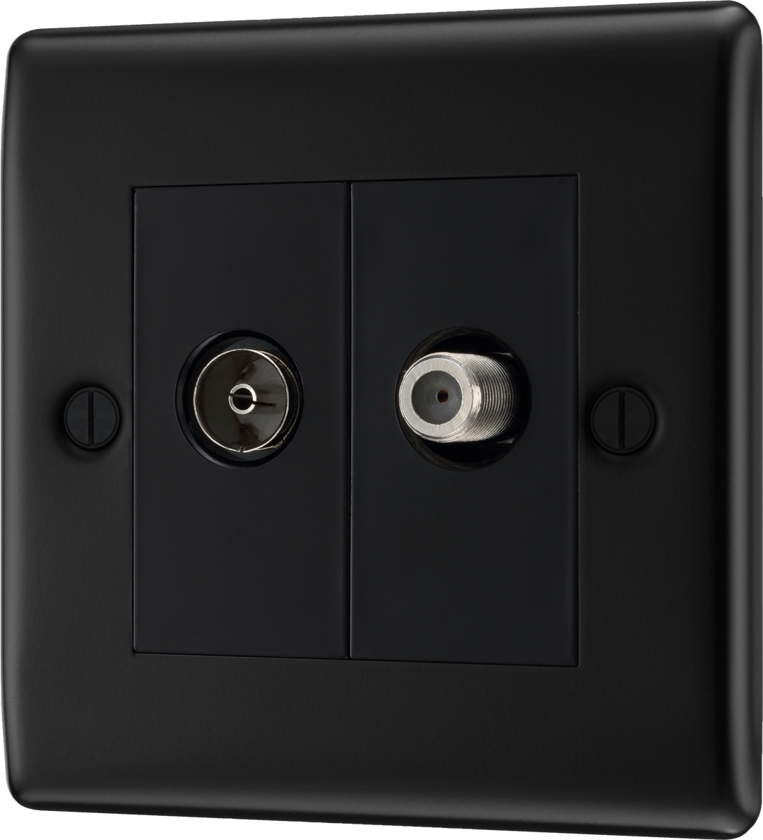 Nexus Metal Single Socket for TV or FM Co-Axial Aerial and Satellite Connection - Prisma Lighting