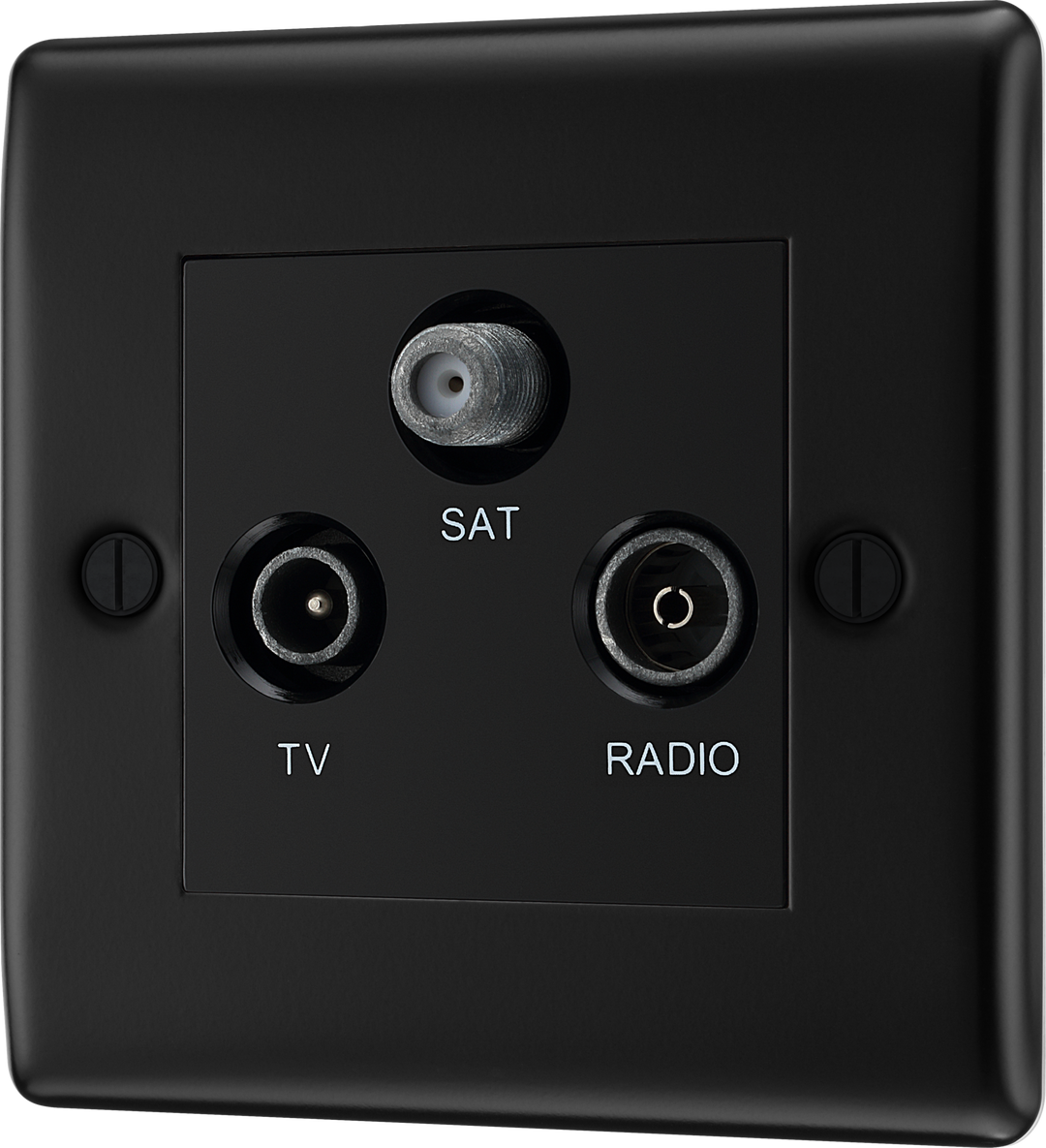 Nexus Metal Double Triplex Socket for Separate TV, FM, and Satellite Connections with BT Return - Prisma Lighting