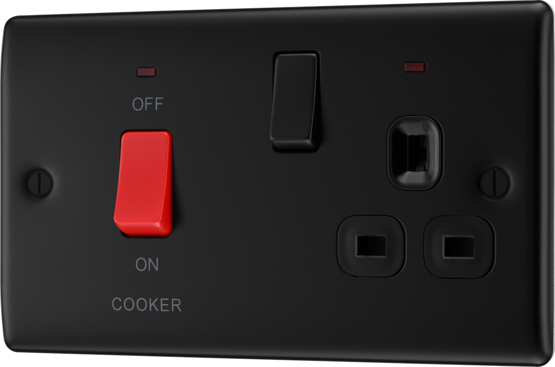 45A Cooker Control Unit with Switched 13A Power Socket - Nexus Metal