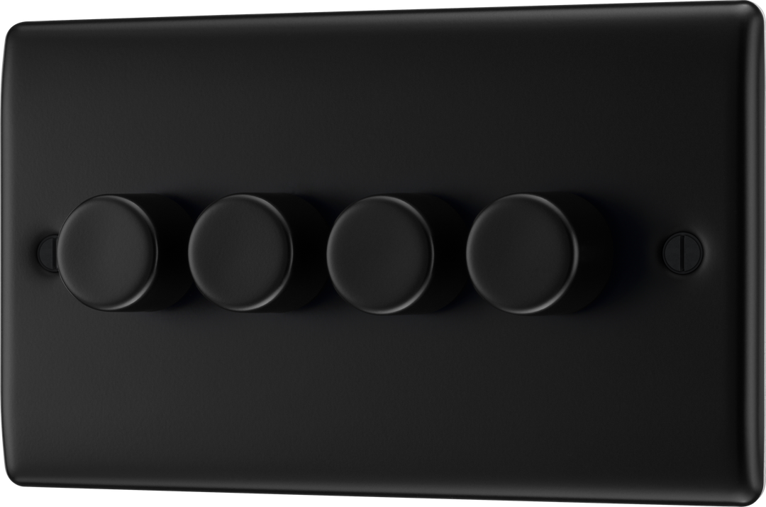 Nexus Metal Quadruple Intelligent LED Dimmer Switch - 2-Way Push On/Off - Prisma Lighting