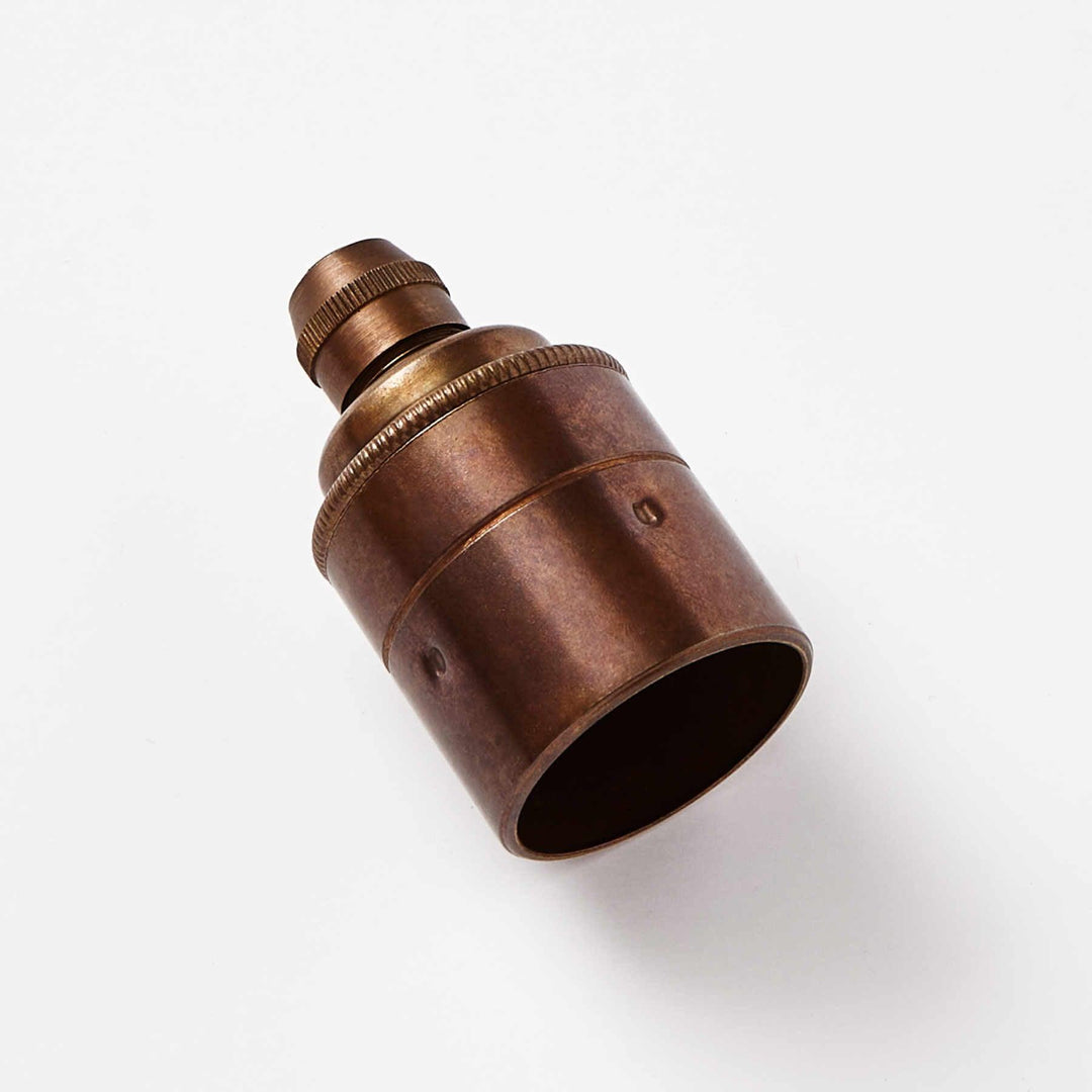 Lilley E27 Smooth Edge Brass Lamp Holder with Cord Grip - Prisma Lighting