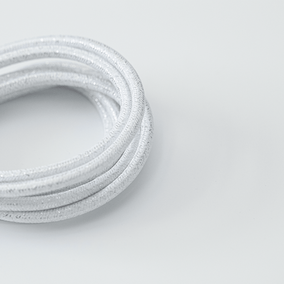 Prisma Glitter White 3 Core 0.75mm Solid Braid Rayon Cable (Sold by the Metre) - Prisma Lighting