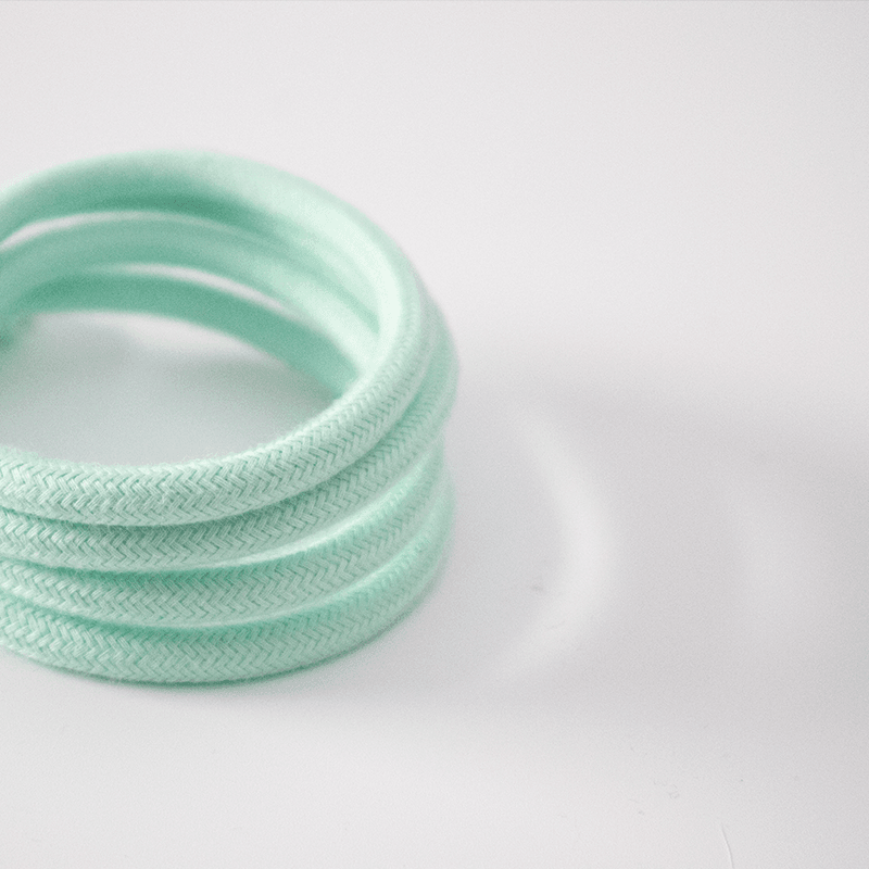 Prisma Milk Mint 3 Core Round Electric Cable Covered by Cotton Solid Colour Fabric RC34 - Prisma Lighting