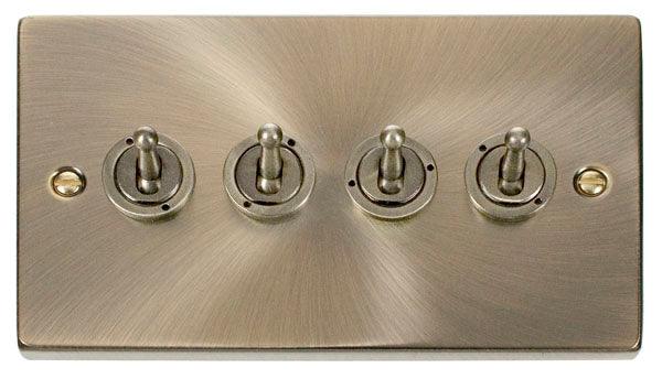 Click Deco 10A 2 Way 2G Quad Toggle Light Switch - Prisma Lighting
