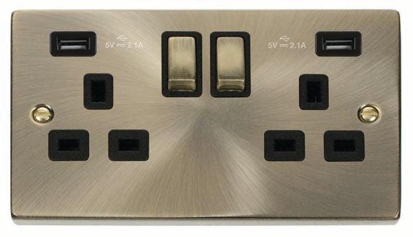 Click Deco Double Socket 2xUSB-A - Prisma Lighting